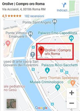 Mappa posizione OroLive Compro Oro Roma Via Acciaioli