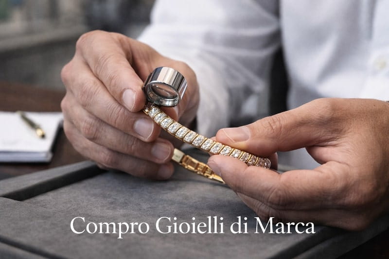 Analisi di un gioiello di marca durante la valutazione presso OroLive