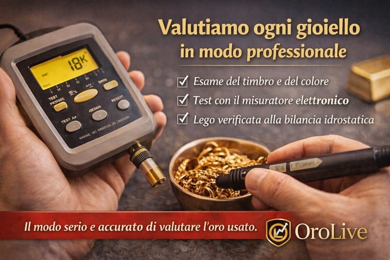 Analisi professionale dell’oro usato con strumenti elettronici di precisione