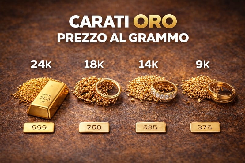 Carati dell’oro e punzoni 999 750 585 375: differenze di valore al grammo