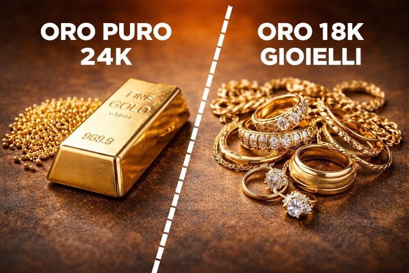 Oro puro 24k e oro 18k nei gioielli: differenza di purezza e valore