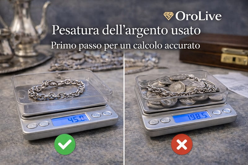 Pesatura corretta dell’argento usato durante la valutazione