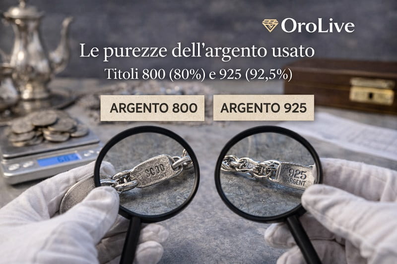 Verifica della purezza dell’argento usato 800 e 925 durante la valutazione