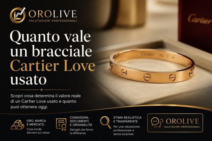 Bracciale Cartier Love usato con titolo articolo sulla valutazione