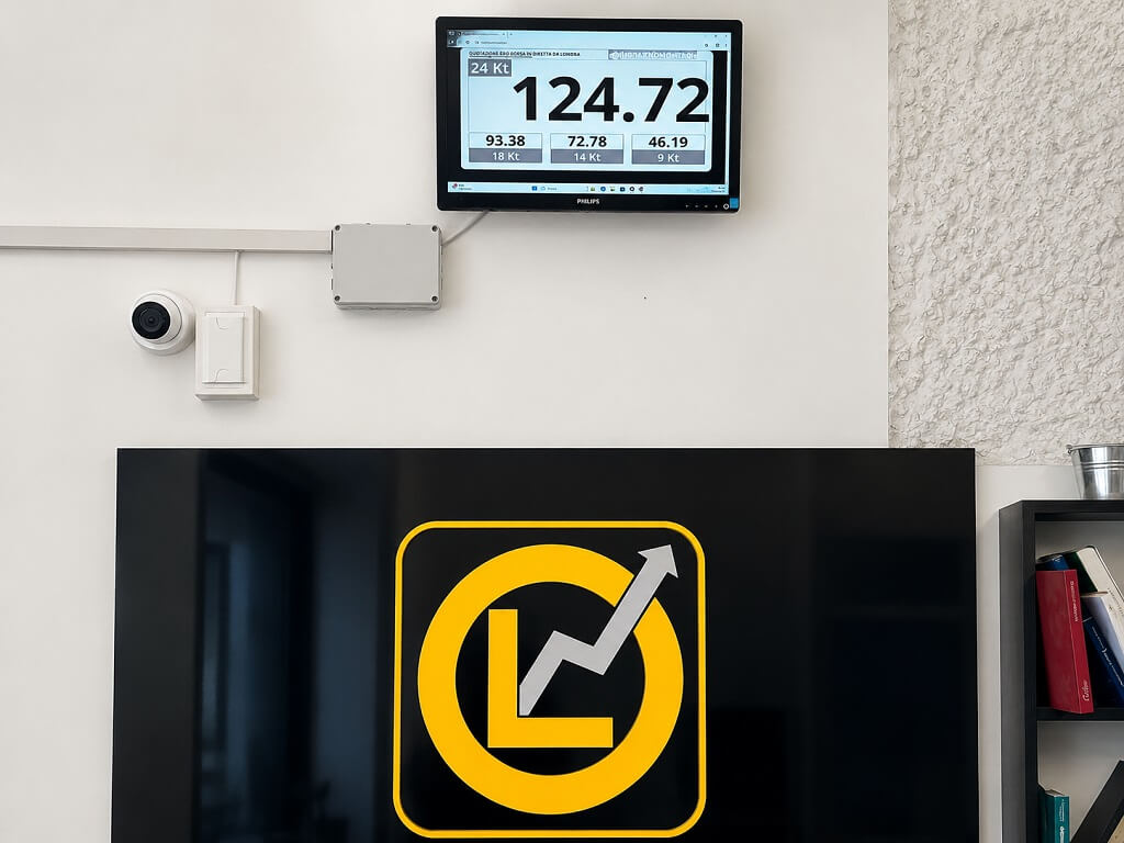 Monitor con quotazione oro a vista nel punto vendita OroLive